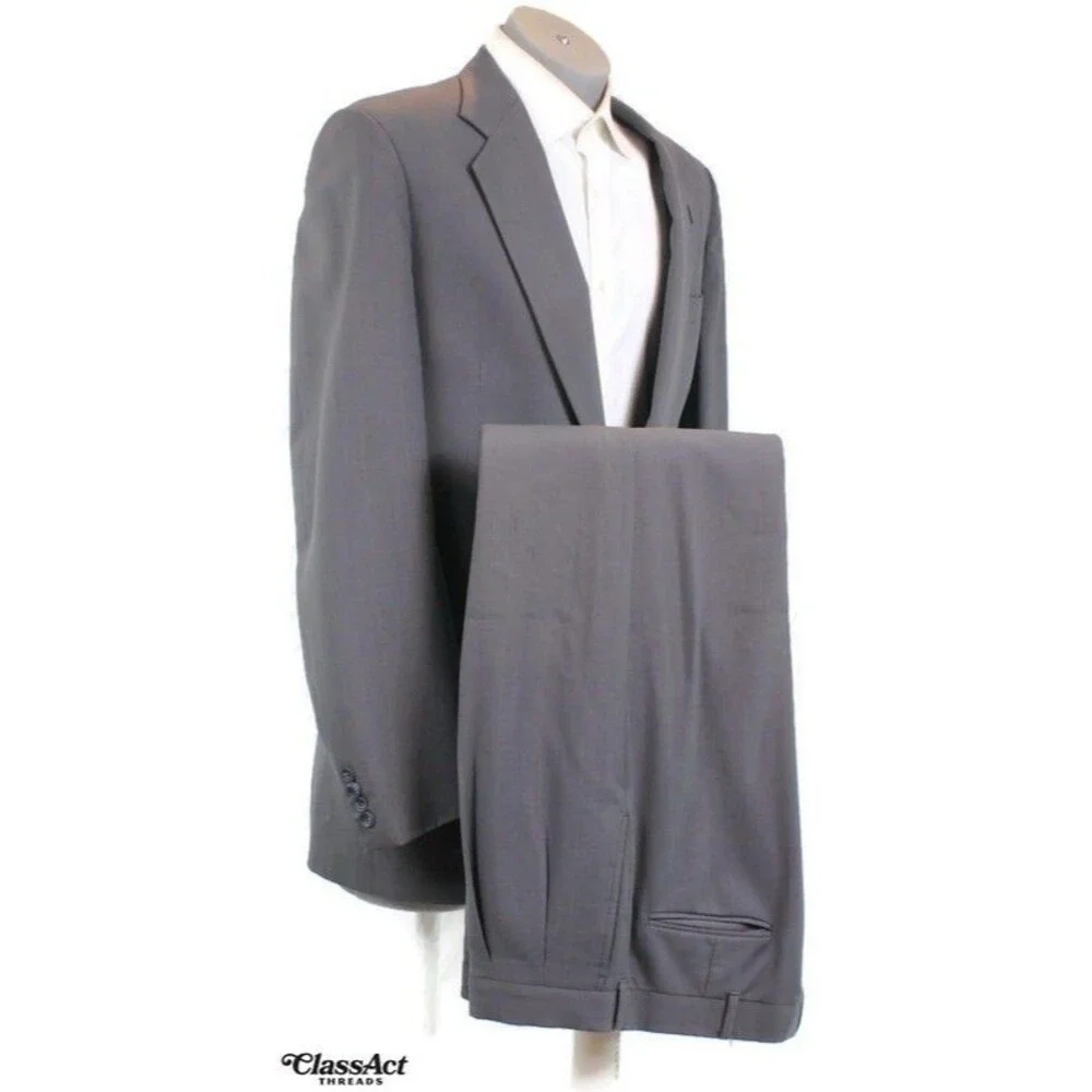 Kuppenheimer 2 Piece Suit Mens Gray Striped Wool 2 Btn 40L Pleated Fronts 36" W - Picture 2 of 9